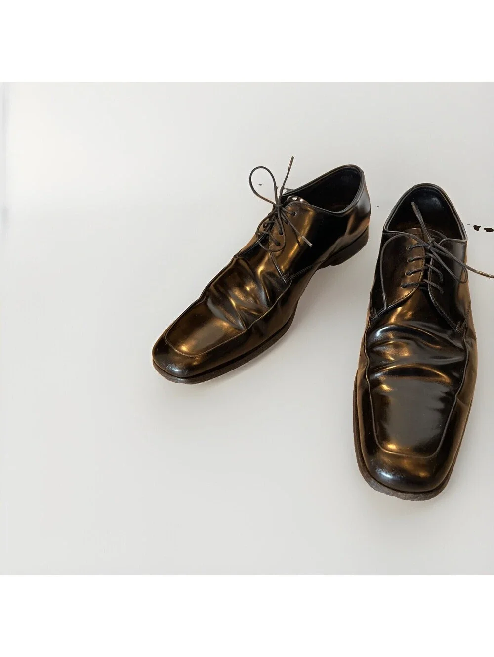PRADA MENS BLACK DRESS OXFORD SHOES SIZE 9.5 MADE IN ITALY GOOD CONDITION!